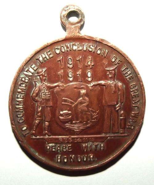 WW1 Johannesburg 1919 Peace Medal in Bronze