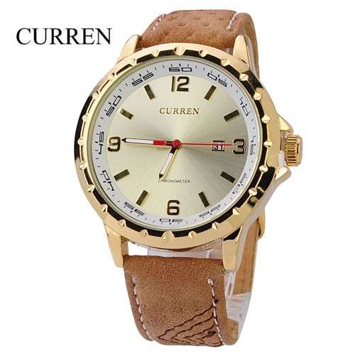 *FREE COURIER* CURREN Chronometer Coffee Leather Strap Watch BRAND NEW w/ TAGS