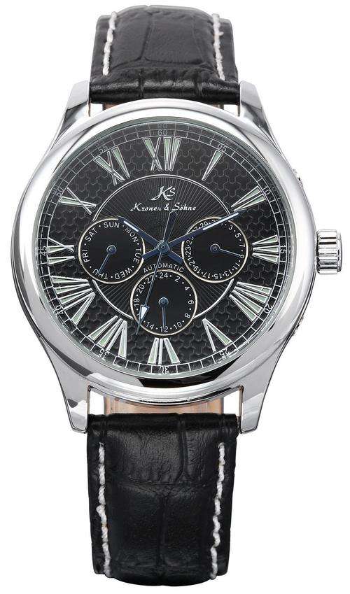 *FREE COURIER* KRONEN & SOHNE Signature Deluxe Black 6 Hand Automatic Watch BOXED w/ PAPERS