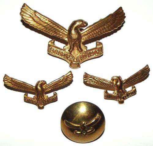 SAAF Air Force Metal Cap Badge + Collar Badges + Button