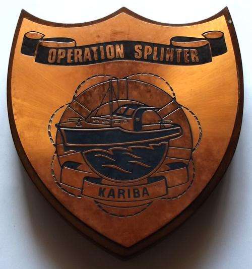 Old Rhodesia Operation Splinter Kariba Copper on Wood Plaque
