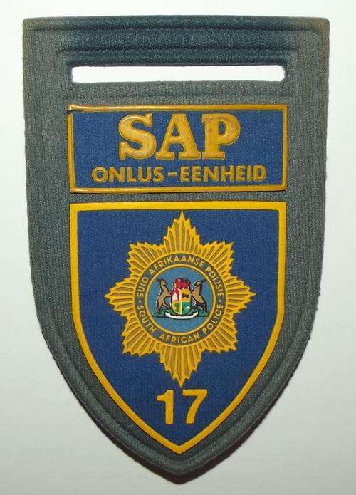 Old SAP Police Onlus-Eenheid 17 Blue Rubber Arm Flash