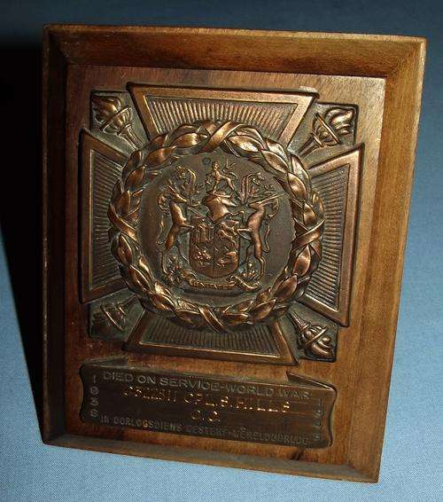 WW2 Died on Service Official Death Plaque - C322811 Cpl. S. Hills C.C.