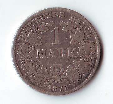 DEUTSCHES REICH 1 MARK 1875 D COIN