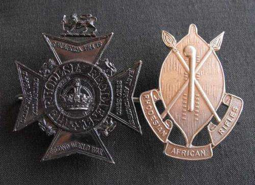 RHODESIA REGIMENT AND AFRICAN RIFLES METAL CAP BADGES