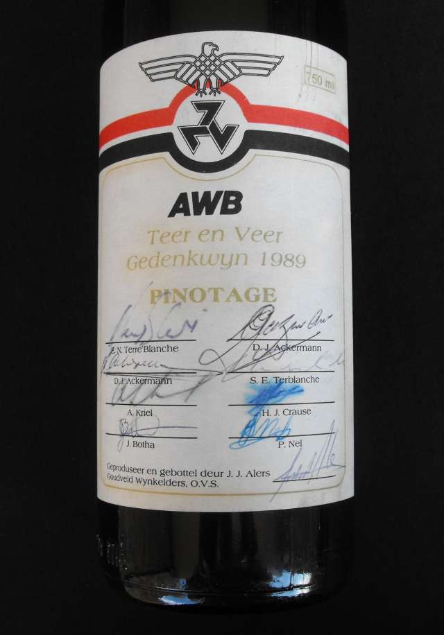 ORIGINAL AWB 1989 TEER EN VEER GEDENKWYN Signed by Eugene Terblanche