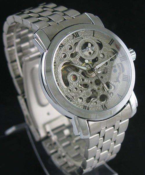 NEW WINNER SILVER SKELETON AUTOMATIC MENS WATCH
