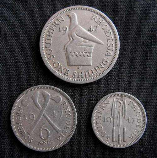 3 SOUTHERN RHODESIA 1947 COINS