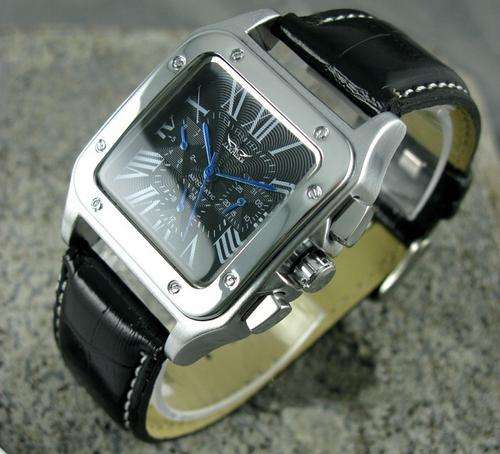 NEW JARAGAR SQUARE STYLE SWISS AUTO 6 HAND MULTI FUNCTION MENS WATCH