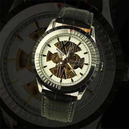 NEW WINNER DESIGNER SKELETON MECHANICAL MENS WATCH