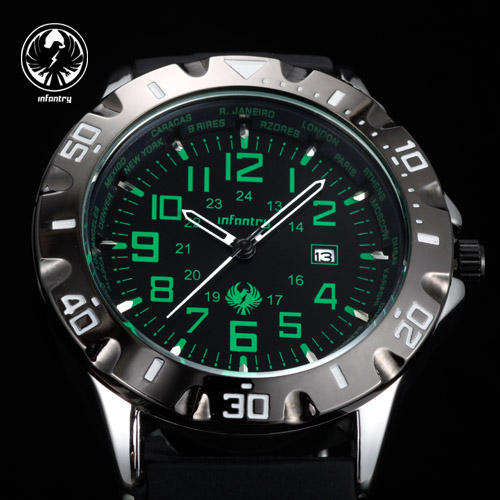 NEW INFANTRY GREEN RUBBER MILITARY ARMY MENS WATCH