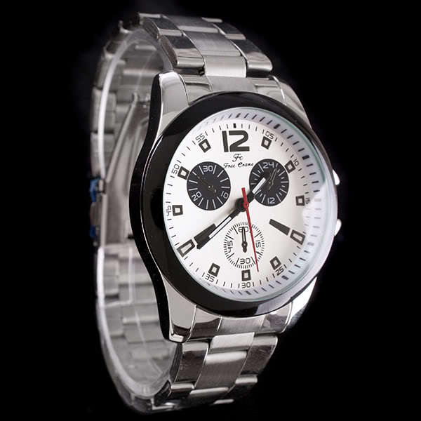 NEW FREE CRANE WHITE DIAL QUARTZ MENS WATCH