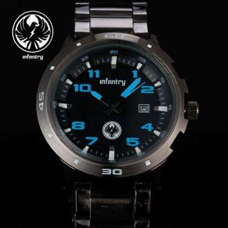 NEW INFANTRY BLUE STEEL MILITARY ARMY MENS WATCH