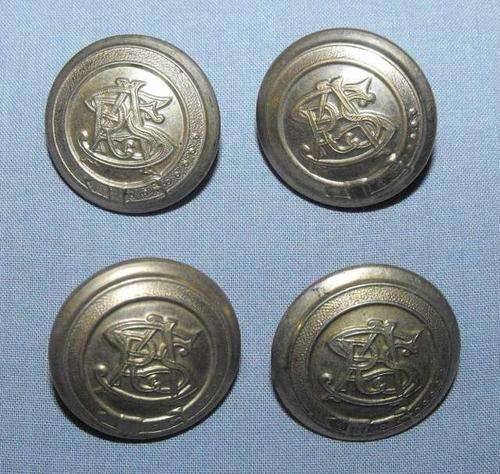 4 OLD SOUTH AFRICA RAILWAYS BUTTONS