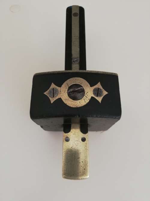 Brass and ebony marking gauge and rare Keyhole saw