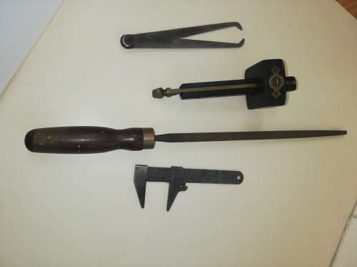Bsa file plus caliper vernier,nice brass ebony marking gauge