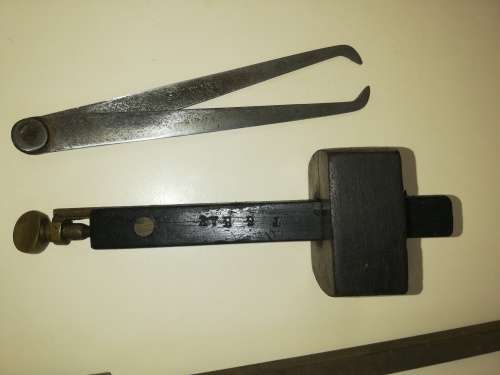 Bsa file plus caliper vernier,nice brass ebony marking gauge