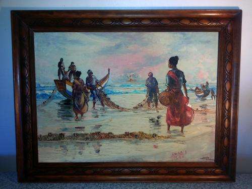 Adelio Zagni Zeelie Oil Painting "Sardine Run Durban"