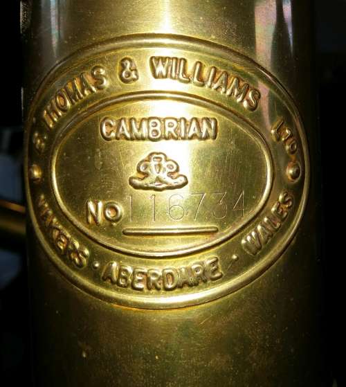 E. THOMAS & WILLIAMS LTD Cambrian No. 116734 Vintage Brass Miners Safety Lamp