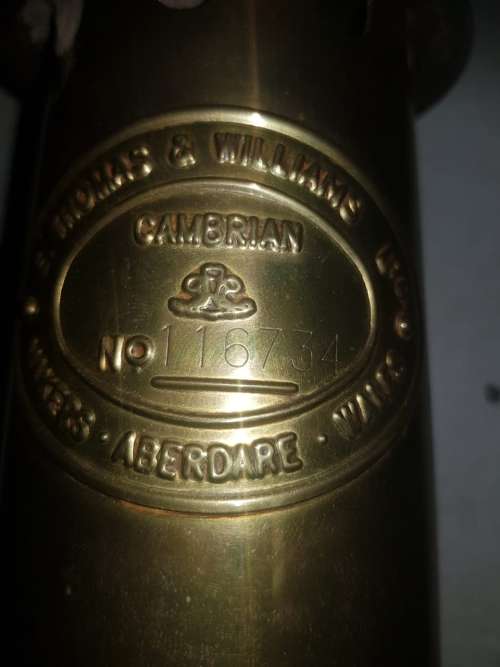 E. THOMAS & WILLIAMS LTD Cambrian No. 116734 Vintage Brass Miners Safety Lamp