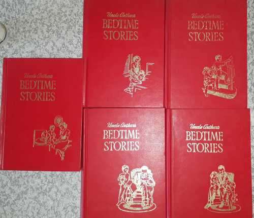 UNCLE ARTHUR'S Bedtime Stories Full Set  Arthur Maxwell Vol 1-5 1950-Red South African set.