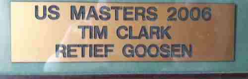 Retief Goosen/Tim Clarke Signed Golf  MASTERS Pin FLAG Augusta+Wayne Westner's Glove