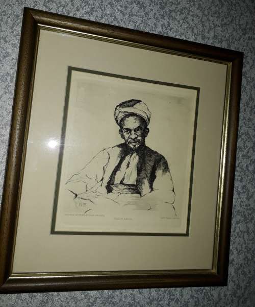 Nita Spilhaus ( 1878-1967 ) Etching-Hadje Abdol-From Art Collector's Collection