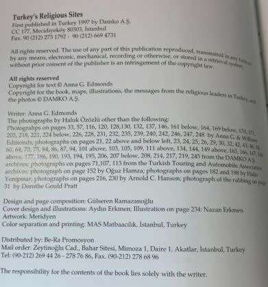 TURKEY`S RELIGIOUS SITES By Anna G Edmonds **Mint Condition**