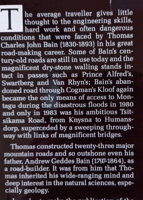 A Colossus of Roads. Thomas Bain (1984) **First Edition**