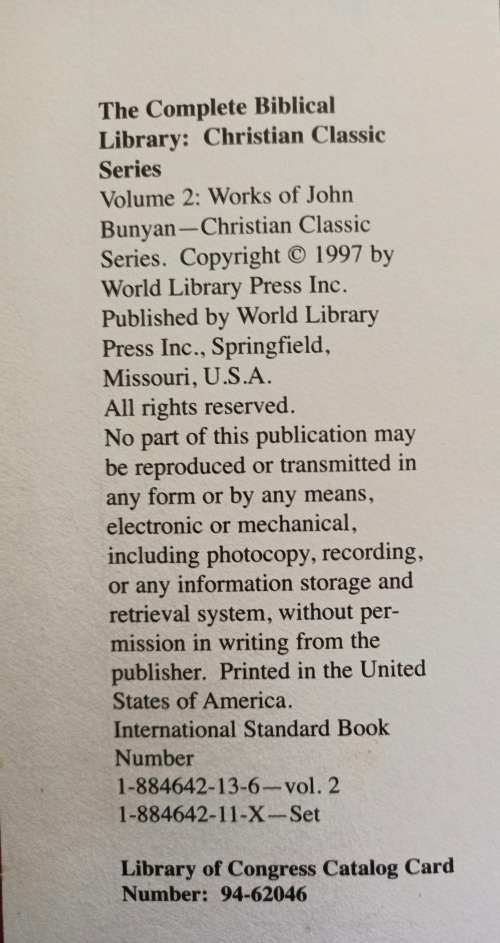 Reserved for warmul7959 Works of John Bunyan -Complete Biblical Library