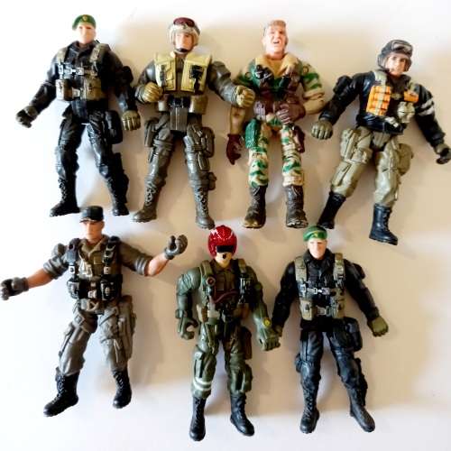 7 x Vintage Chap Mei Army Action Figures Military
