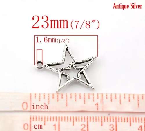 Star pendant 23mm x16mm..antique silver