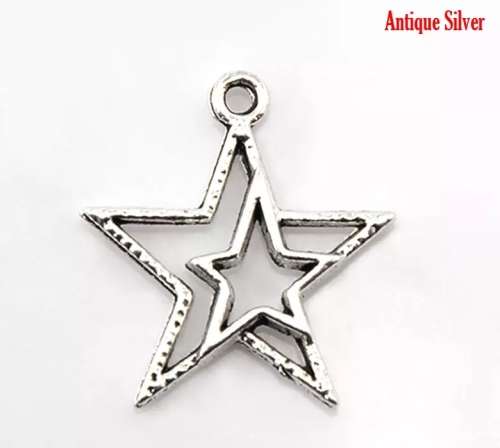 Star pendant 23mm x16mm..antique silver