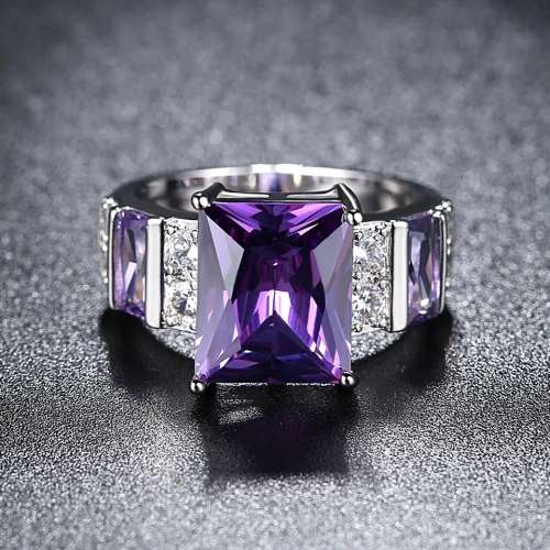Exquisite s925 cz diamond and amethyst ring..size 8
