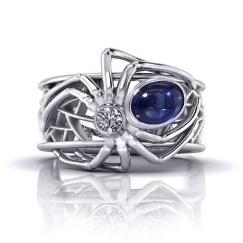 A piece of art...s925 spider cz sapphire and diamond ring size 8,9