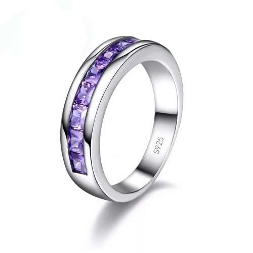 s925 cz  amethyst  ring size 8...8mm wide