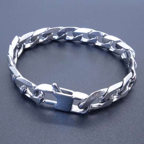 6mm heavy solid titanium cuban bracelet...20cm