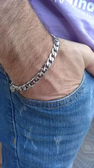 6mm heavy solid titanium cuban bracelet...20cm