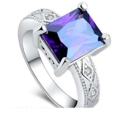 Lovely s925 cz amethyst size 8