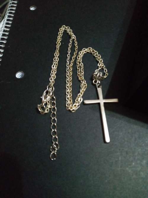 antique silver cross necklace 60cm lenght