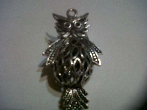 Tibet silver filligree owl pendant 52x34mm