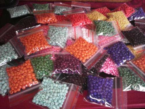 colourfull assortment of opaque glass seedbeads