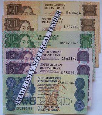 GPC de Kock - 3rd issue Notes : R20.x 2, R10 x 1, R5.00 x 2, R2 x 1 -see photo's.l.
