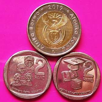 1 X R5.00  and 2 R2.00 coins - See description and photo's below