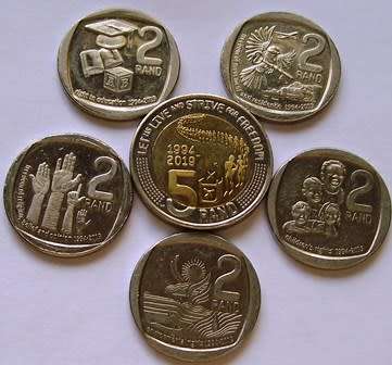 2019 x 1 R5.00 and 5 x R2.00 coins - See description and photo's.