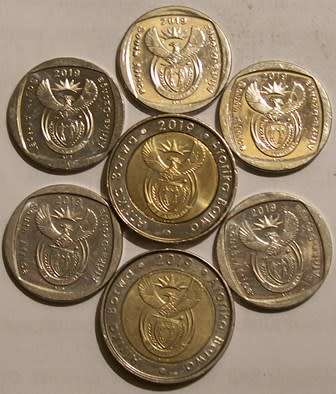 2019 x 2 R5.00 and 5 x R2.00 coins - See description and photo`s.