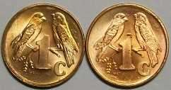 South African 1c coins minted 2000 - Old Coat of Arms and New Coat of Arms. Please see photos.