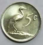 South African 1967  5c coins English and Afrikaans. Please see photos.