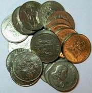 18 circulated S.A. Nickel 50 cents coins - 2nd decimal issue - no duplicates.