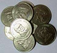 8 circulated S.A. Nickel R1.00 coins - 2nd decimal issue - no duplicates